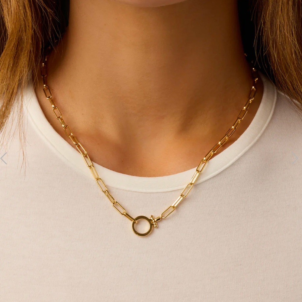 Gorjana Parker Paperclip Necklace 18k Gold Plated